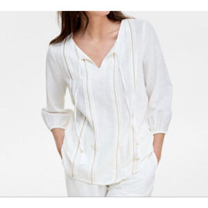 JM Collection New Boho Linen Blend Top